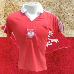 Camisa retrô Polonia logo vermelha -1984