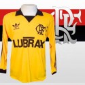 Camisa retrô Flamengo goleiro lubrax amarela ML década 80
