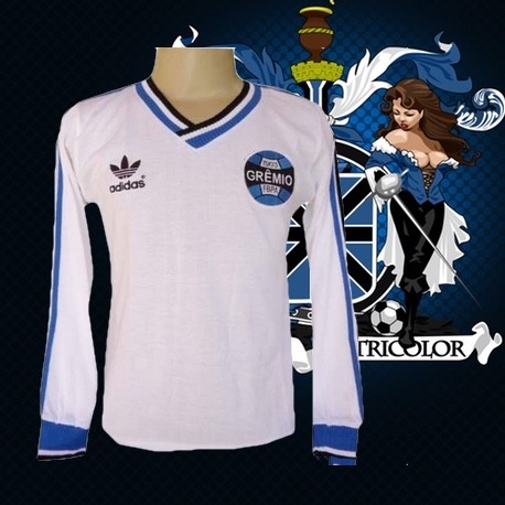 camisa retro branca gremio 1983 manga longa