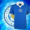 Camisa retrô Leicester azul gola polo .ENG