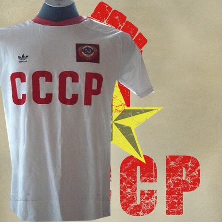 Camisa retrô CCCP branca gola redonda logo- 1982