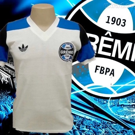 camisa retrô branca gremio manga curta