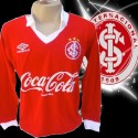 Camisa retrô Internacional Gola polo vermelha ML coca cola - 1989