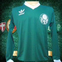 Camisa retro Palmeiras logo manga longa gola em v decada de 80