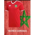 Camisa retrô Marrocos vermelha logo 1980