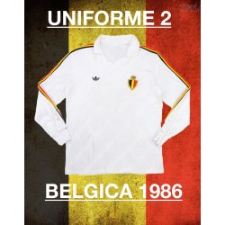 Camisa retrô Belgica ML branca logo-1986