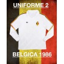 Camisa retrô Belgica ML branca logo-1986