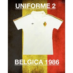 Camisa retrô Belgica branca logo-1980