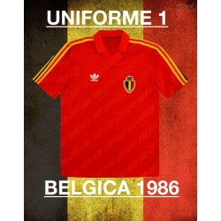 Camisa retrô Belgica vermelha logo-1986