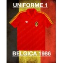 Camisa retrô Belgica vermelha logo-1986