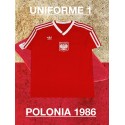 Camisa retrô da Polonia logo vermelha -1986
