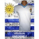 Camisa retrô do Uruguai branca 1970.
