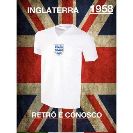 Camisa retrô da Inglaterra branca - 1958