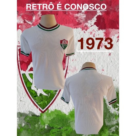 Camisa retrô Fluminense tricolor branca -1975