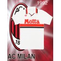 Camisa retrô Milan AC MOTTA 1992 branca away ML - ITA