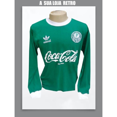 Camisa retro Palmeiras logo manga longa gola em v decada de 80