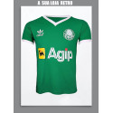 Camisa retrô Palmeiras verde Agip gola em V 1987- 88.