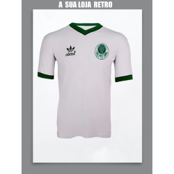 Camisa retrô branca Palmeiras logo 1988.