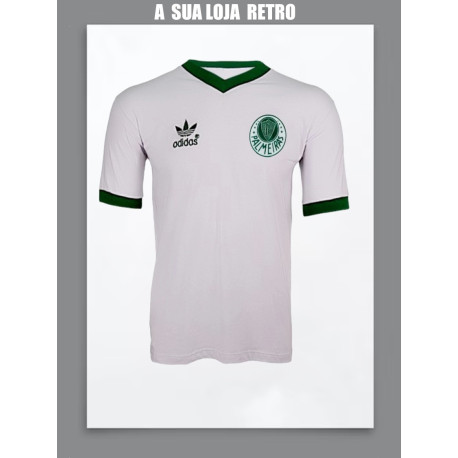 Camisa retrô branca Palmeiras logo 1988.