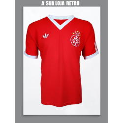 Camisa retrô Internacional logo gola V 3 listras.