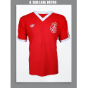 Camisa retrô Internacional logo gola V 3 listras.