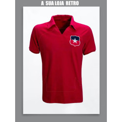 Camisa retrô do Chile vermelha Gola V- 1980