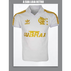 Camisa retrô Flamengo logo branca dourado comemorativa