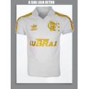 Camisa retrô Flamengo branca dourado comemorativa