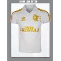 Camisa retrô Flamengo logo branca dourado comemorativa