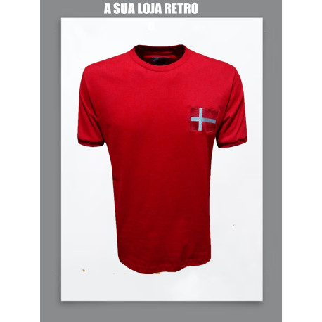 Camisa retrô Dinamarca vermelha -1970