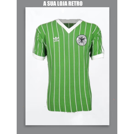 Camisa retrô Alemanha verde listrada 1980