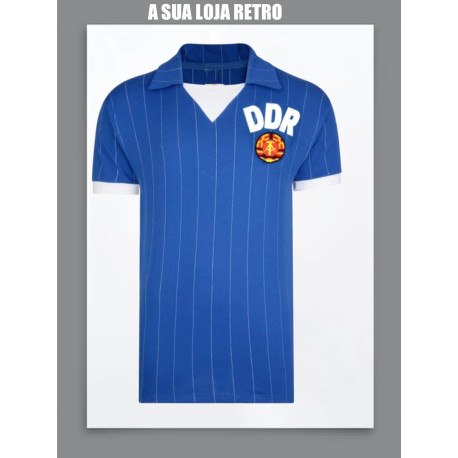 Camisa retrô Alemanha Logo listrada 1974 - DDR