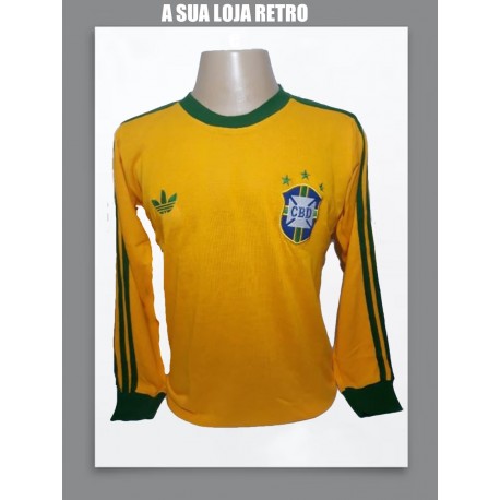 Camisa retro Seleçao manga longa Amarela 3 listras - 1978