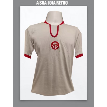 Camisa retrô goleiro preta Internacional Manga cinza 1974.