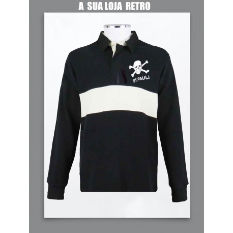 Camisa retrô gola polo ml preta St Pauli - ALE