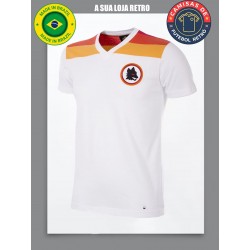 Camisa retrô AS Roma gola V branca 1980 - ITA