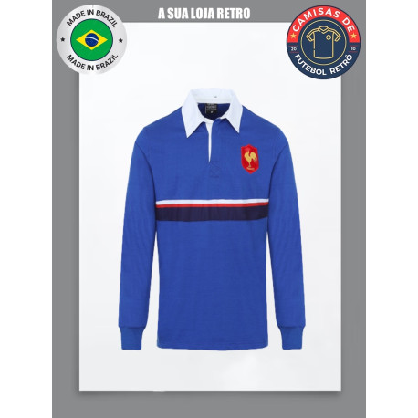 Camisa retrô de rugby frança ml 1980