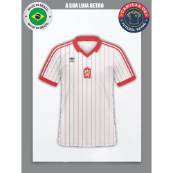 Camisa retrô Tchecoslovaquia logo listrada 1982