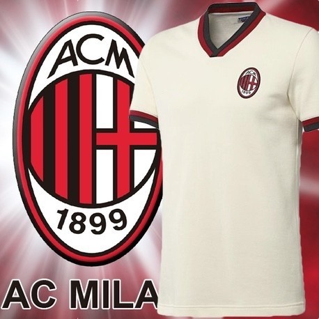 camisa retrô Milan AC branca logo - ITA