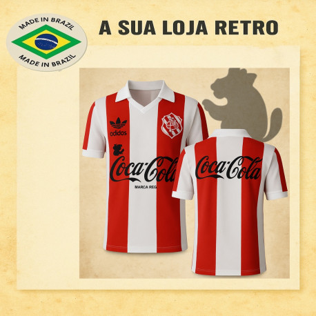 - Camisa retrô Bangu listrada logo coca cola 1985.