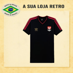 Camisa retrô Flamengo preta escudo comemorativa