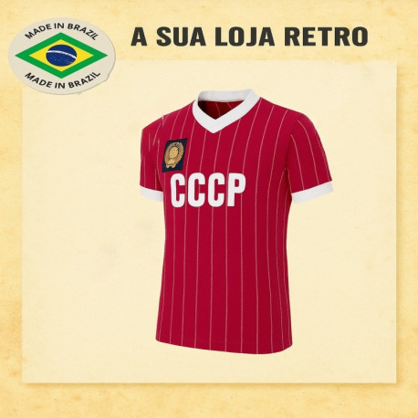 Camisa retrô da CCCP listrada vermelha- 1982