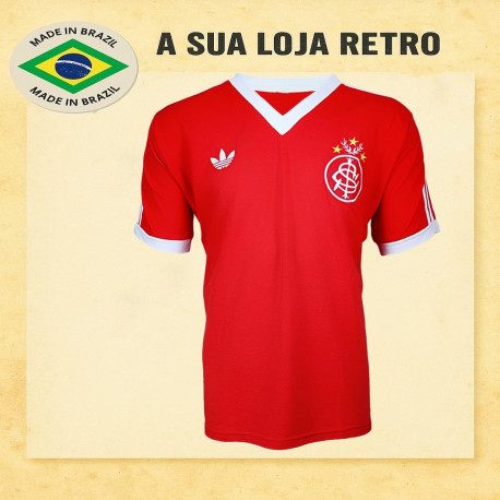 Camisa retrô Internacional logo gola V 3 listras.