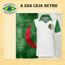 Camisa retrô da Algeria branca e verde - 1980
