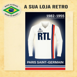 - Camisa retrô Paris Saint Germain branca RTL- FRA