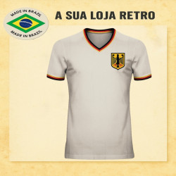 Camisa retrô Alemanha Branca 1970