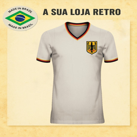 Camisa retrô Alemanha Branca 1970