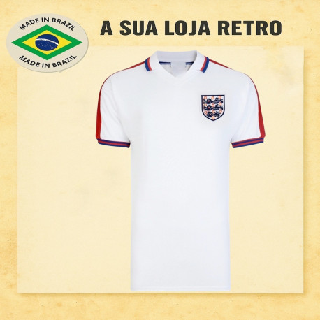 Camisa retrô da Inglaterra branca - 1984