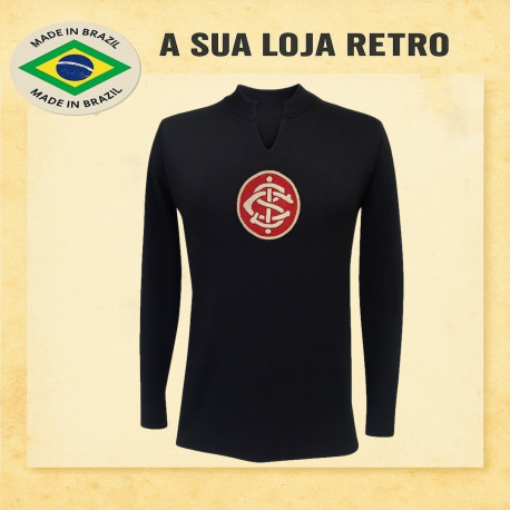 Camisa retrô goleiro preta Internacional Manga ML 1974.