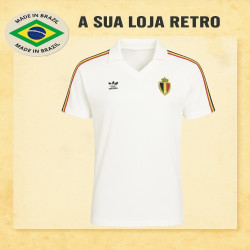 Camisa retrô Belgica branca logo-1980